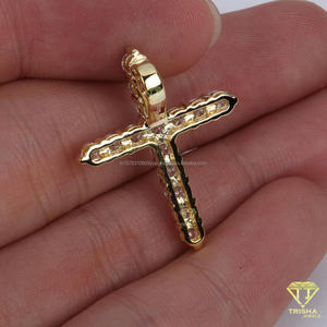จี้กางเขนทองคำแบบมินิมอล ประดับด้วยเพชรโมอิสซาไนต์ VVS เงินแท้ 925 - Product Image 4