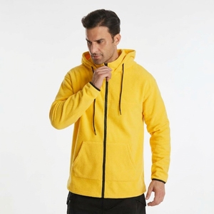 Sudadera con Capucha para Hombre, Color Verde Oliva, Cierre de Cremallera, Felpa, Corte Regular, Color Sólido, Transpirable, Tejida - Product Image 6