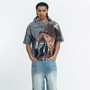 Camiseta de Manga Corta con Hombros Caídos, Estilo Urbano, 230 g/m², 100% Algodón, Cuello Redondo, Tejido de Punto, Secado Rápido, Corte Regular Vintage - Product Image 2