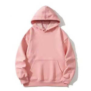 เสื้อสเวตเชิ้ตมีฮู้ดสีชมพูแบบโอเวอร์ไซส์สำหรับทุกเพศ สีพื้น ผ้าฟลีซ สวมใส่สบายๆ สำหรับฤดูใบไม้ร่วง - Product Image 1