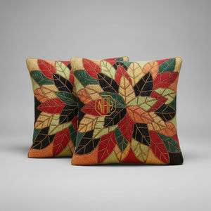 Elegante Funda de Cojín Bordada con Cuentas y Estampado Cuadrado, Hecha a Mano, para Decoración del Hogar, Dormitorio u Hotel, Tela Personalizada - Product Image 2