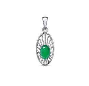 Pendentif tendance en argent sterling plaqué rhodium avec onyx vert taille ovale – Fait main, cadeau minimaliste POUR ELLE, bijoux de février - Product Image 3
