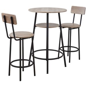 Set of 3pcs 23.5\" Rounded Corner <b>Bar</b> <b>Tables</b> with Two <b>Stools</b> Pub <b>Table</b> <b>and</b> Chair Set - Product Image 1