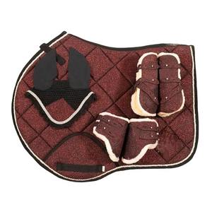 Ensemble de tapis de selle d'équitation à prix de gros, couleurs personnalisées, 100 % coton, avec bonnet de protection et bottes de protection - Product Image 1
