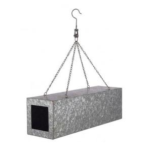 Jardinière suspendue en métal galvanisé style ferme, forme carrée unique, pour intérieur/extérieur, fixation murale, finition vintage, seau métallique à vendre - Product Image 1