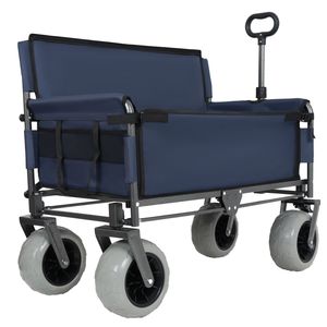 Carrello Pieghevole 3-in-1 Blu Scuro con Sedile, Capacità 227 kg, Pneumatici da Spiaggia 9"x4", per Campeggio e Spiaggia, Carrello da Campeggio di Alta Qualità - Product Image 4