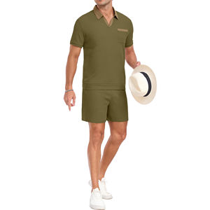 Conjunto Deportivo Informal para Hombre, Ropa de Verano, Camisetas y Pantalones Cortos, Trajes para Correr y Trotar, Diseño y Logotipo Personalizados, Camiseta con Cuello Alto y Pantalones Cortos - Product Image 3