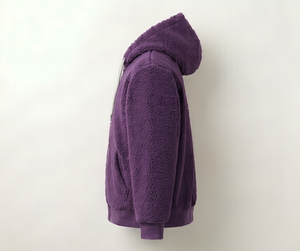 Chaqueta Deportiva de Forro Polar Morado, Cierre de Cremallera, Cuello Alto, Ropa Casual de Invierno, Forro de Algodón Grueso, Corte Regular, Unisex - Product Image 6