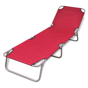 Chaise longue pliante standard en acier thermolaqué rouge - Product Image 1