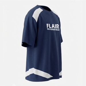T-shirt surdimensionné en jersey de coton lourd de luxe personnalisé avec des panneaux contrastés géométriques - Product Image 4