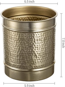 Pot de fleurs en laiton martelé de 6,5 pouces avec anneau décoratif en relief, conteneur décoratif pour plantes, fabriqué à la main en Inde - Product Image 3