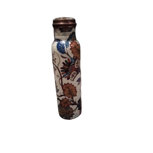 Handmade Pure Copper Water Bottle 1000ml Ayurvedic Leak Proof Copper Vessel Floral Printed Yoga Sports Wellness <b>Drinkware</b> OEM - Product Image 1