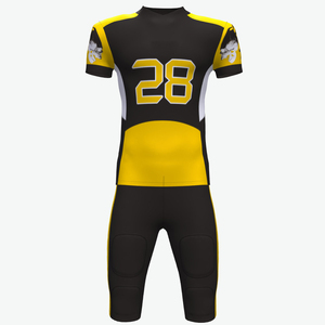 Conjunto de Uniforme de Fútbol Americano Personalizado en Negro y Amarillo, Jersey y Pantalones Transpirables para Equipo, Kit de Entrenamiento Atlético - Product Image 1