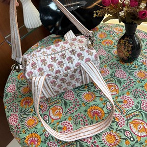 Floral Quilted Cotton <b>Duffel</b> <b>Bag</b> Women Bohemian Block Print Handmade Vintage Style Casual Travel <b>Bag</b> - Product Image 4
