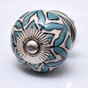 Handmade Green Floral Ceramic Cabinet Knobs Drawer Pulls <b>Door</b> <b>Handles</b> Wholesale Hardware Manufacturer Bulk Order - Product Image 1
