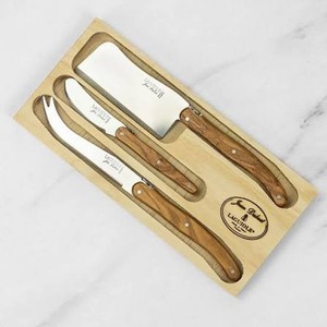 <b>Laguiole</b> 3-Piece <b>Cheese</b> <b>Knife</b> Set with Wooden Handles and Presentation Box - Product Image 1