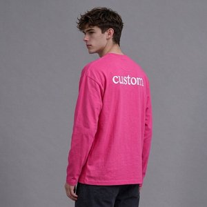 Men's Minimalist White Long Sleeve Tee 100% Cotton O Neck Straight Fit Classic Casual Basic <b>Shirt</b> Wholesale Apparel Supplier - Product Image 5