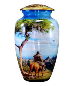 Urne de cendres humaines de crémation adulte en aluminium hommage commémoratif conçue avec des motifs artistiques pour célébrer des voyages de vie uniques - Product Image 1