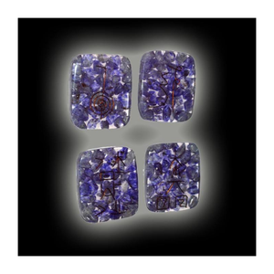 Purple Gemstone Reiki Stone <b>Set</b> Carved <b>Crystal</b> Craft Engraved Stone Tiles for <b>Chakra</b> Healing Decor - Product Image 1