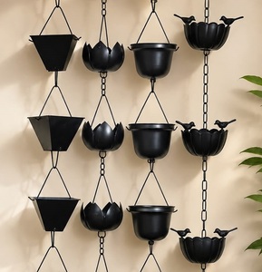 Chaînes de pluie en aluminium de haute qualité, design lotus, faites à la main, revêtement poudré, pour gouttières, décoration extérieure de jardin et de toit - Product Image 1