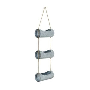 Jardinière suspendue à 3 niveaux style ferme, en métal galvanisé, 3 pots, pour l'intérieur et l'extérieur - Product Image 1