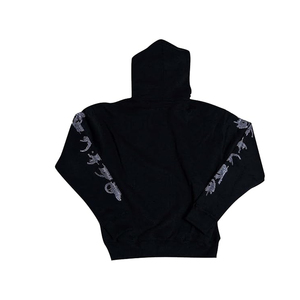 Sweat-shirt à capuche zippé noir surdimensionné pour homme, imprimé dragon en strass, streetwear, tissu tricoté, manches régulières, automne - Product Image 2