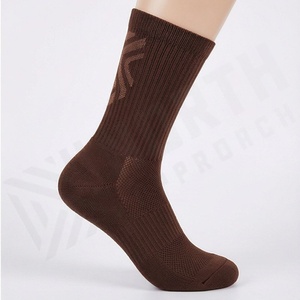Crew <b>Socks</b> Solid <b>Brown</b> 100% Cotton Breathable Knitted Regular Fit Adult Autumn Casual Daily Wear - Product Image 3