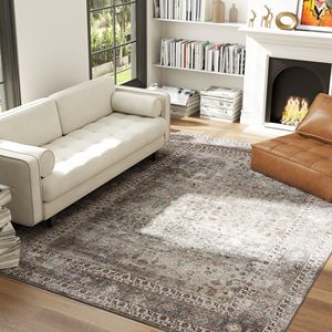 Tappeto Lavabile in Lavatrice 8x10, Antiscivolo, Tradizionale, Copertura per Pavimento, Forma Personalizzata, Pieghevole, Marrone Scuro Misto per Soggiorno - Product Image 3