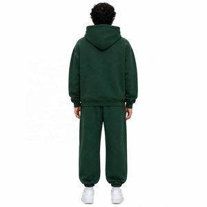 Conjuntos de chándal de forro polar oversize de dos piezas para hombre con hombros caídos, sudaderas con capucha transpirables, proveedor mayorista - Product Image 3