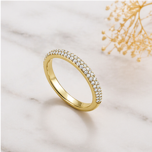 Original 925 Silver Gold Plated Luxury <b>Wedding</b> Engagement Party Band Half Eternity 3 Row Micro Pave Moissanite Diamond Fine Ring - Product Image 6