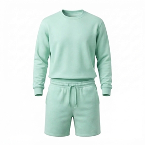 Private Label Streetwear Heavy Fleece Pullover Top and <b>Matching</b> Shorts Casual <b>Jogger</b> Suit <b>Set</b> - Product Image 2