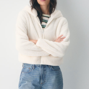Sudadera con capucha de felpa de algodón 100% ecológica, ligera y transpirable, con cremallera, para mujer, de alta calidad y diseño personalizado, estilo urbano. - Product Image 1