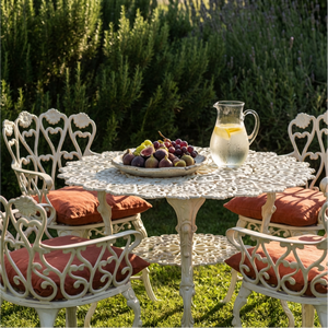 Ensemble <span class=keywords><strong>de</strong></span> salle à manger <span class=keywords><strong>de</strong></span> patio en fer victorien, mobilier d'extérieur, table et chaises ornées pour <span class=keywords><strong>jardin</strong></span>, fête, lieu <span class=keywords><strong>de</strong></span> réception <span class=keywords><strong>de</strong></span> mariage, espaces <span class=keywords><strong>de</strong></span> style campagnard français - Product Image 2