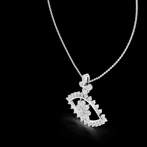 Collier pendentif diamant, amulette florale en diamant de laboratoire, argent 925 et plaqué or 24 carats, garantie à vie - Product Image 3