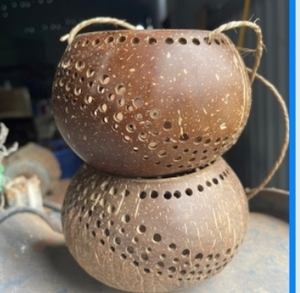 Usine Directe En Gros Éclairage À La Maison Décoratif Naturel Bol Noix De Coco Photophore À La Main Hathai Laque De Noël - Product Image 5