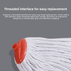 Spinning <b>Mop</b> Recycled Cotton Yarn <b>Mop</b> Telescopic Wood Handle High Dehydration Dust Water Absorption Floor <b>Mop</b> - Product Image 2