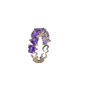 Bague classique pour femme en acier inoxydable plaqué or 14 carats avec pierre précieuse améthyste, idéale pour les mariages - Marque Gemvanity, style religieux hindou pour fiançailles - Product Image 1