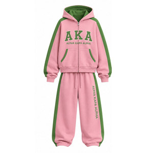 Ensemble de survêtement rose à capuche Alpha Kapa Alpha pour femme – Sweat-shirt décontracté à manches longues et pantalon avec logo imprimé sur le devant et le dos - Product Image 5