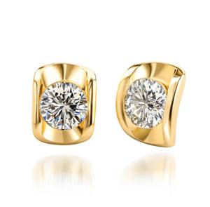 ต่างหูมอสซาไนต์ทรงกลมแบบหรูหรา ตัวเรือนเงินแท้ 925 ชุบทอง 14K เหมาะสำหรับงานแต่งงาน เครื่องประดับคุณภาพสำหรับผู้หญิง - Product Image 2