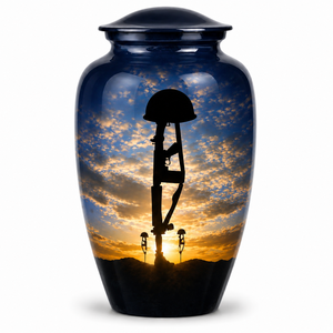 Hermosa pegatina con imagen de la bandera estadounidense para urna de cremación esmaltada, para cenizas funerarias humanas. - Product Image 4