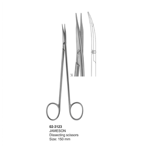 กรรไกรผ่าตัดแบบโค้งปลายละเอียด ยี่ห้อ Professional Jamson ขนาด 150 มม. ผลิตจากสแตนเลสสตีล สำหรับตัดเนื้อเยื่อละเอียด - Product Image 2