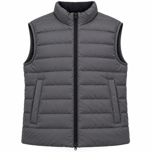 Chaleco acolchado gris para hombre con cuello alto, cierre de cremallera, cortavientos, informal, para invierno, con bolsillos, chaleco acolchado para hombre - Product Image 3