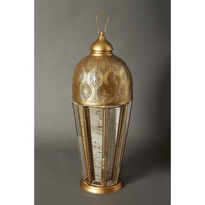 2026 Ramadan and Events Home <b>Decoration</b> Handmade Gold Metal <b>Moroccan</b> Lantern Pillar Holder - Product Image 1