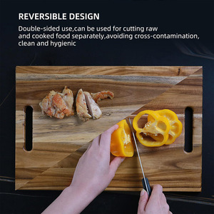 Planche à découper en bois d'acacia avec poignée Planche à découper pour la cuisine Plateau de service pour fromage et aliments Planche à charcuterie en bois pour servir - Product Image 5