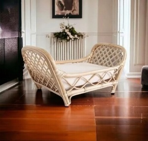 Cama de Ratán Hecha a Mano para Niños, Tapicería de Algodón, Cómoda, Estilo Escandinavo, Ecowoodies, Cama Individual/Doble para Niños Pequeños e Infantes - Product Image 3