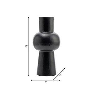 Vase de table minimaliste en métal noir Drift, décoration artisanale pour le salon - Product Image 5