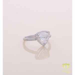 Anillo de Compromiso con Halo de Diamantes Cultivados en Laboratorio, Oro Blanco, Anillo de Boda con Pavé para Mujer, Regalo de Lujo - Product Image 5