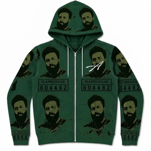 Sweat-shirt à capuche zippé vert pour homme Seamrewear, motif intégral imprimé, coupe classique, idéal pour l'automne - Product Image 1