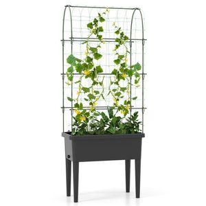 Letto da giardino sopraelevato con vaso di fiori unico disegno di traliccio e cancelli - Product Image 2
