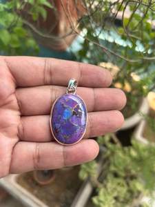 Colgante de turquesa cobre púrpura, piedra preciosa ovalada, plata de ley 925, joyería artesanal con piedras preciosas para mujer, joyería fina. - Product Image 3